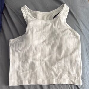 Lululemon Athletica White Asymmetrical Ribbed Tank Top